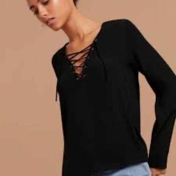 5 for $25 Wilfred free aritzia redling lace up blouse black - Picture 2 of 11